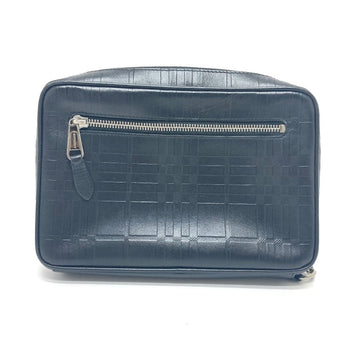 Burberry Business Bag Leather Black Check Pattern Mens