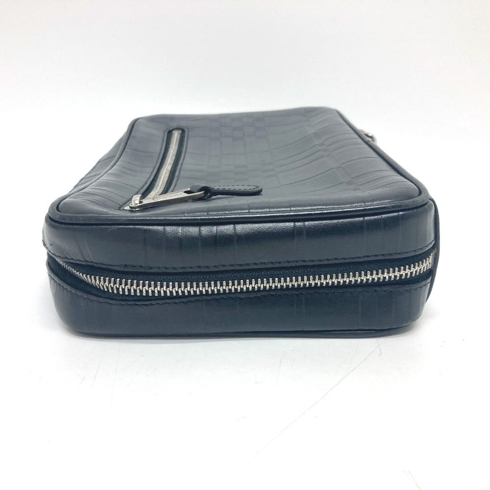 Burberry Business Bag Leather Black Check Pattern Mens