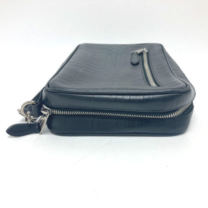 Burberry Business Bag Leather Black Check Pattern Mens