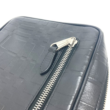 Burberry Business Bag Leather Black Check Pattern Mens