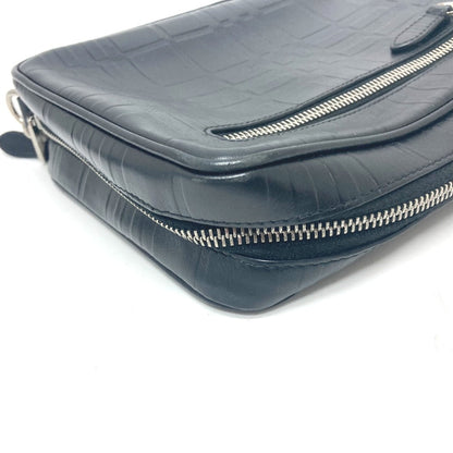 Burberry Business Bag Leather Black Check Pattern Mens