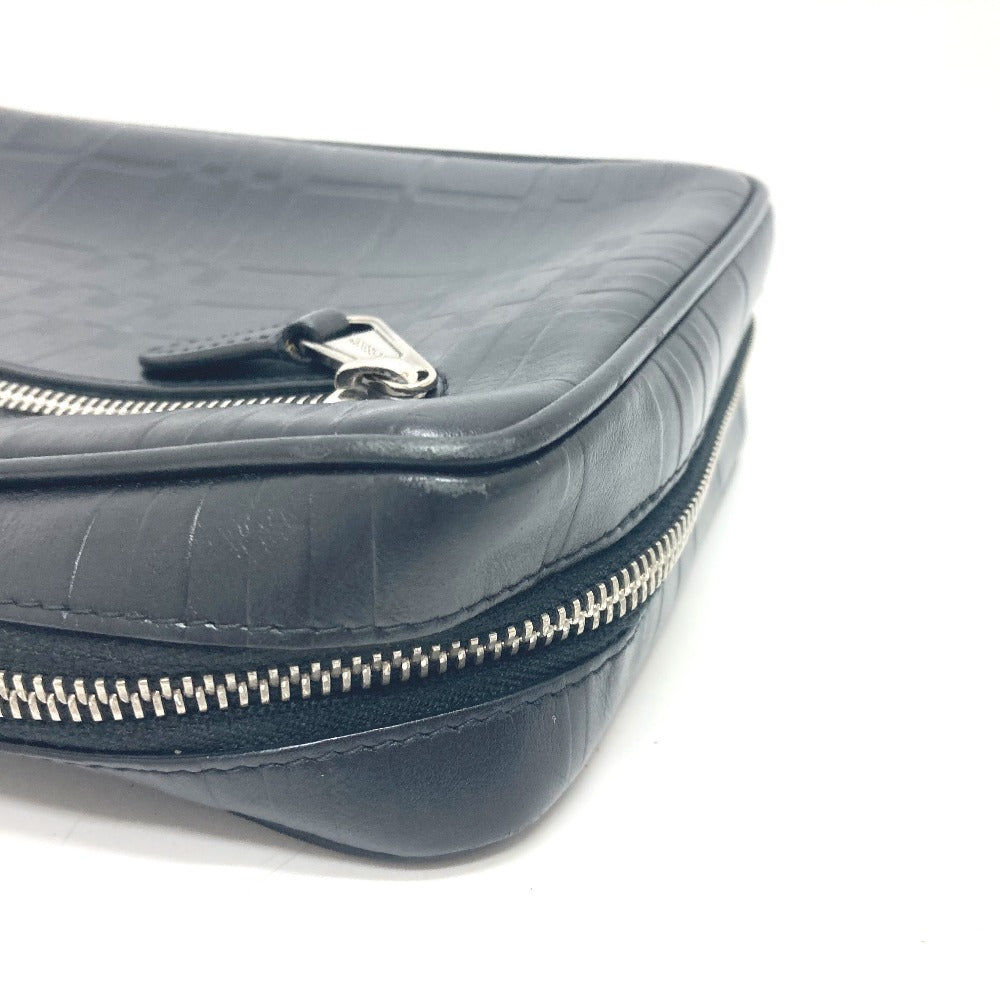 Burberry Business Bag Leather Black Check Pattern Mens