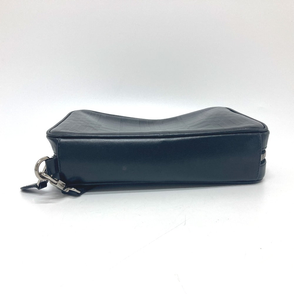 Burberry Business Bag Leather Black Check Pattern Mens