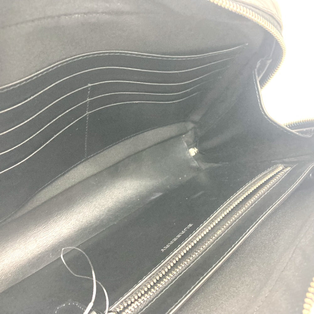 Burberry Business Bag Leather Black Check Pattern Mens
