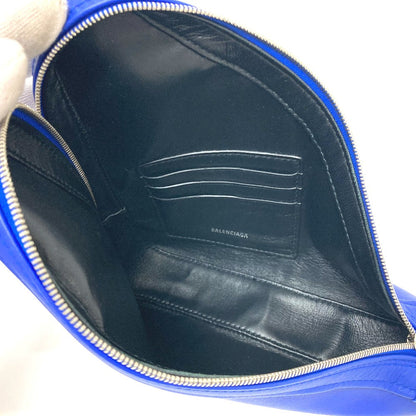 Balenciaga Pouch 476976 Leather Blue Triangle Triangle Women