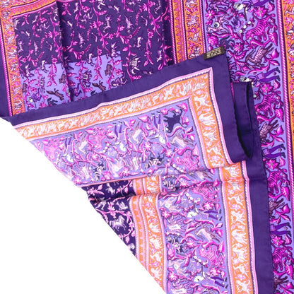 Hermes Scarf Silk Purple Chasse En Inde Women