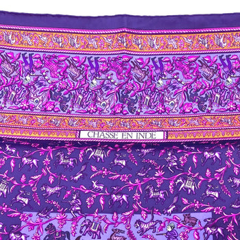 Hermes Scarf Silk Purple Chasse En Inde Women