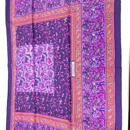 Hermes Scarf Silk Purple Chasse En Inde Women