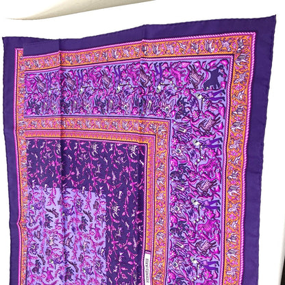 Hermes Scarf Silk Purple Chasse En Inde Women