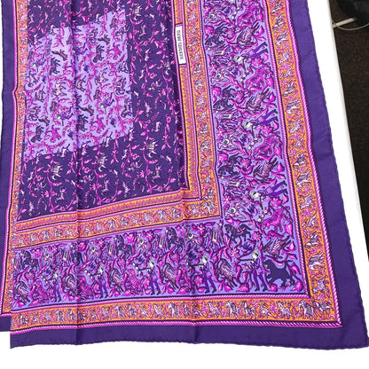 Hermes Scarf Silk Purple Chasse En Inde Women