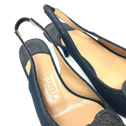 Chanel Pumps Canvas Black Camelia Women 35 C