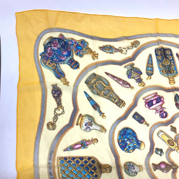 Hermes Scarf Silk Yellow Qu Importe Le Flacon Women