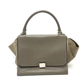 Celine Handbag Leather Brown Trapeze Women