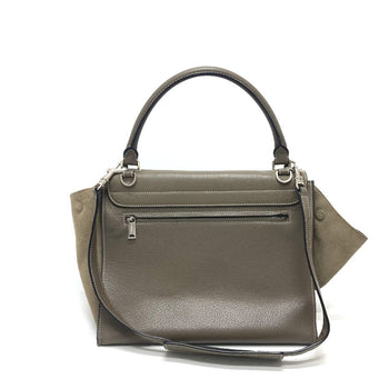 Celine Handbag Leather Brown Trapeze Women