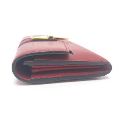 Gucci Long Wallet Purse 476084 Leather Red Sylvie Continental Women
