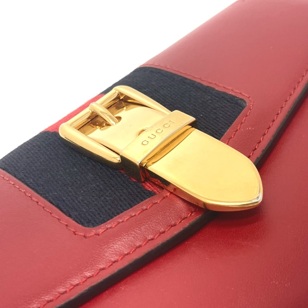 Gucci Long Wallet Purse 476084 Leather Red Sylvie Continental Women