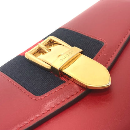 Gucci Long Wallet Purse 476084 Leather Red Sylvie Continental Women