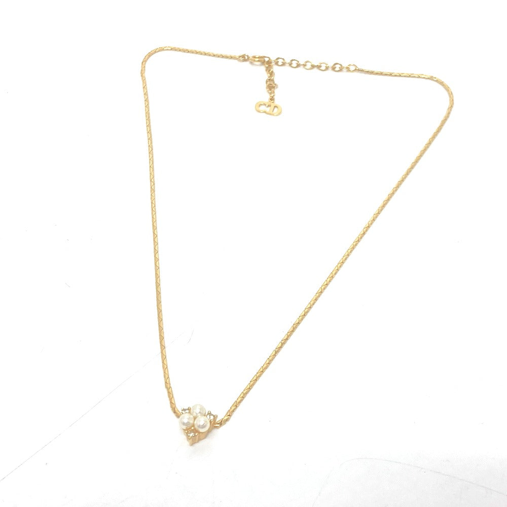 Dior Necklace Metal Gold 3P Pearl Women