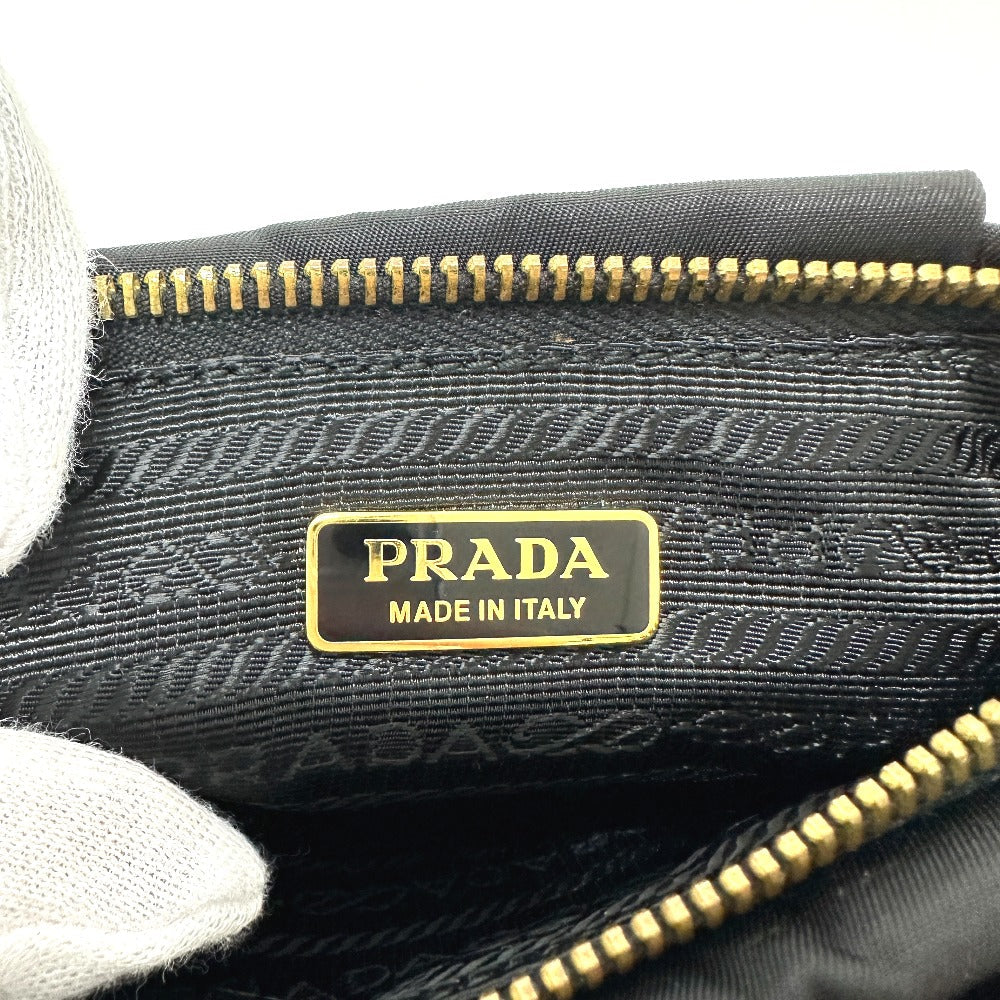 Prada Accessory Pouch 1N1422 Leather / Nylon Black Logo Ribbon Women