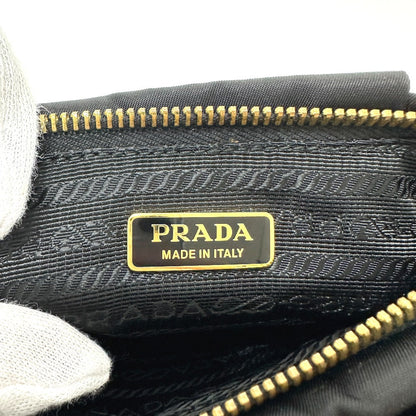 Prada Accessory Pouch 1N1422 Leather / Nylon Black Logo Ribbon Women