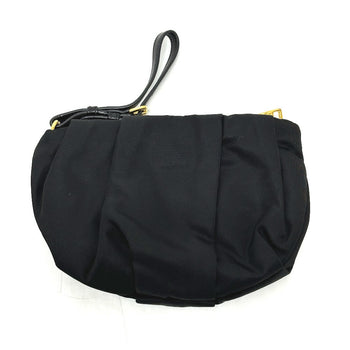 Prada Accessory Pouch 1N1422 Leather / Nylon Black Logo Ribbon Women
