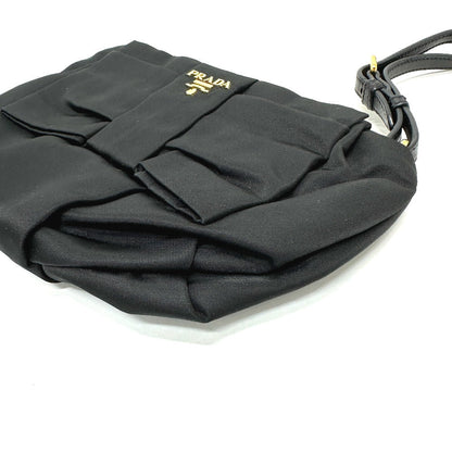 Prada Accessory Pouch 1N1422 Leather / Nylon Black Logo Ribbon Women