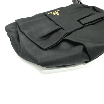 Prada Accessory Pouch 1N1422 Leather / Nylon Black Logo Ribbon Women