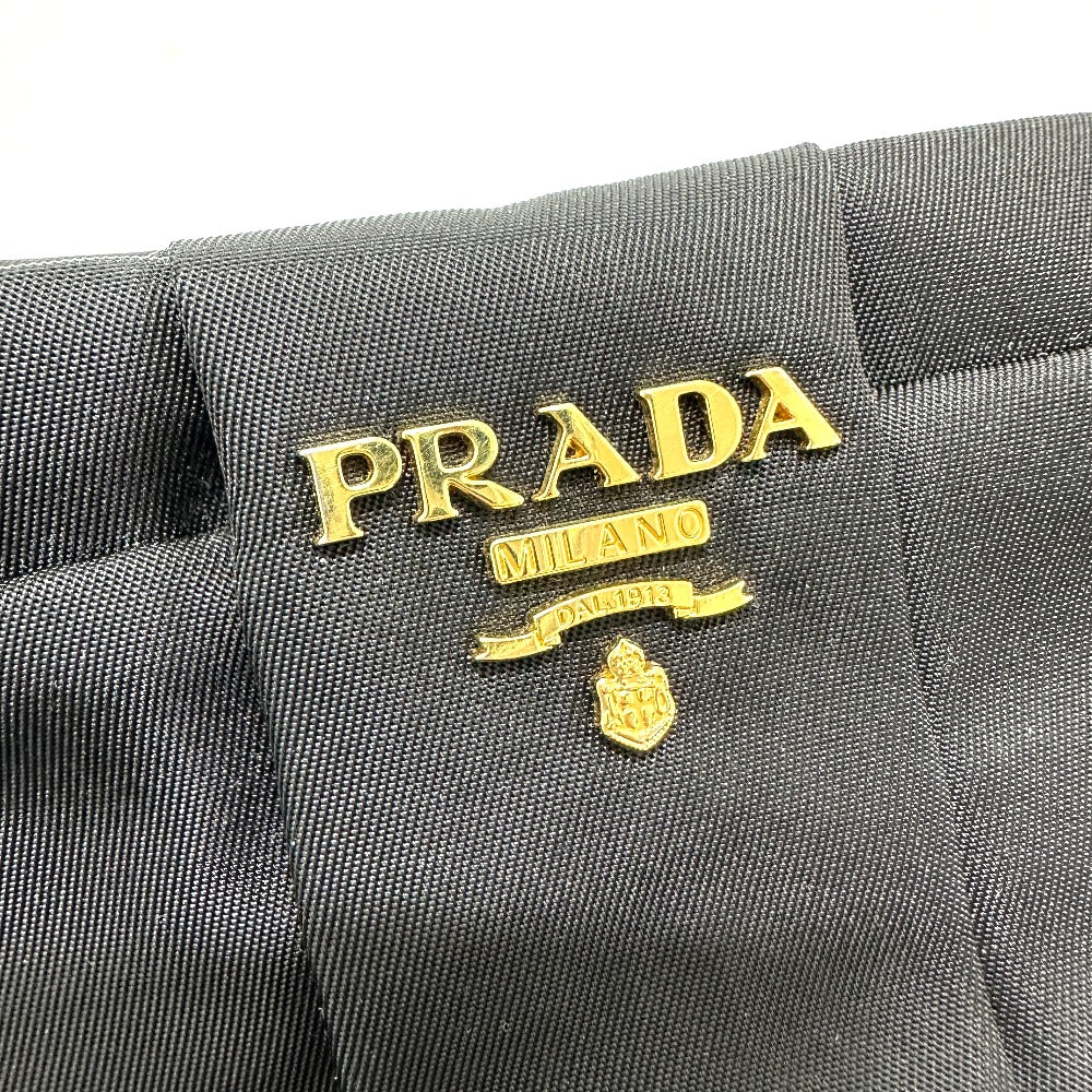 Prada Accessory Pouch 1N1422 Leather / Nylon Black Logo Ribbon Women