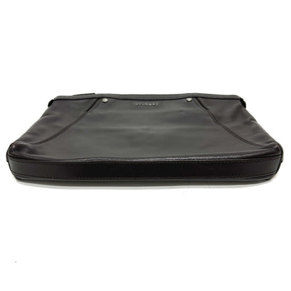 Bvlgari Clutch Bag Leather Brown Logo Mens