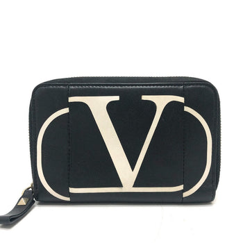 Valentino Folded Wallet Leather Black V Logo Mens