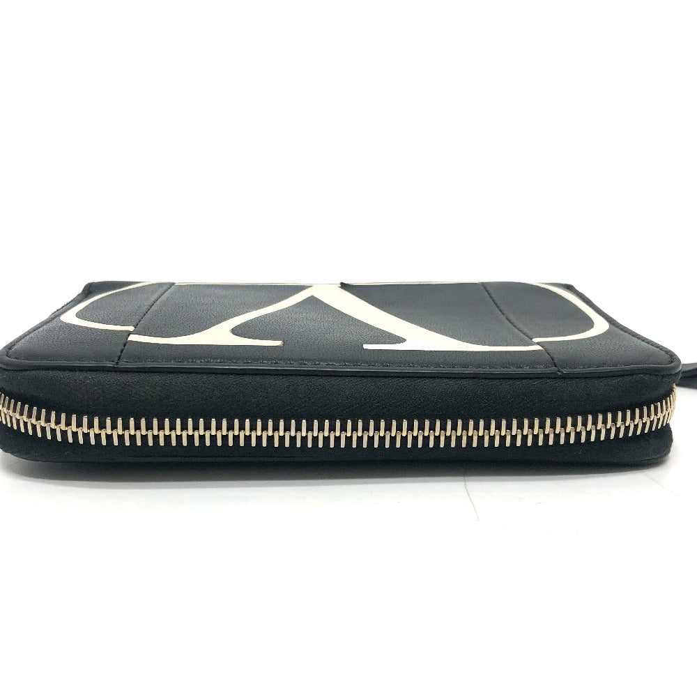 Valentino Folded Wallet Leather Black V Logo Mens