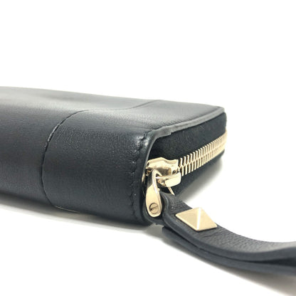 Valentino Folded Wallet Leather Black V Logo Mens