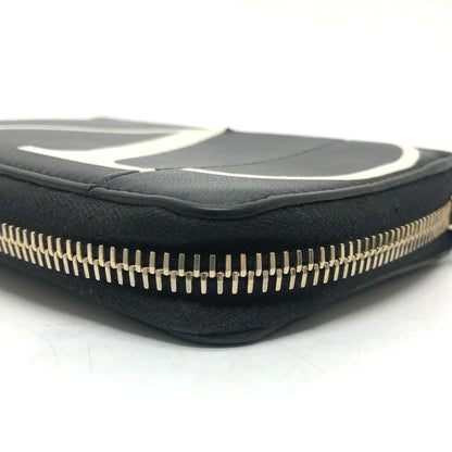 Valentino Folded Wallet Leather Black V Logo Mens