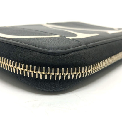 Valentino Folded Wallet Leather Black V Logo Mens