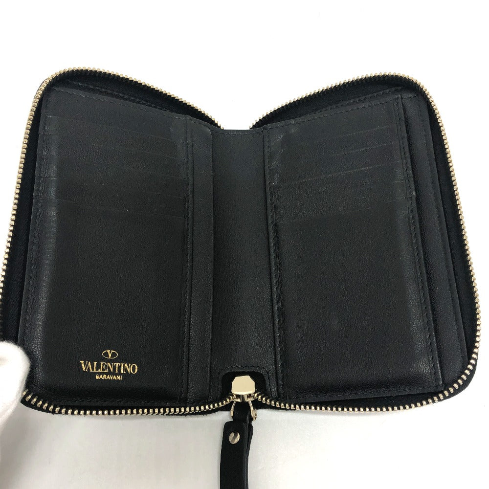 Valentino Folded Wallet Leather Black V Logo Mens