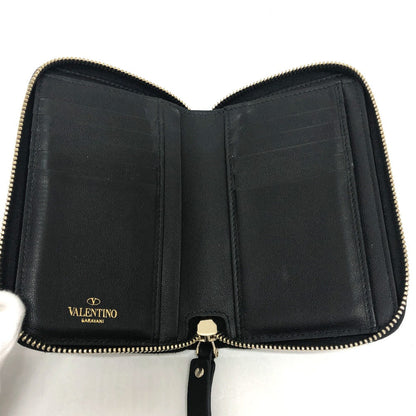 Valentino Folded Wallet Leather Black V Logo Mens