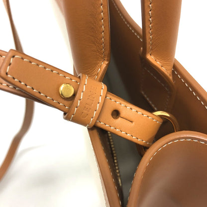 Celine Tote Bag 192082Bnz.02Nt Leather / Canvas Beige X Brown Small Bar Tikal Kaba Women