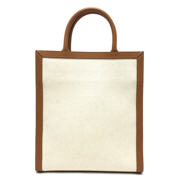 Celine Tote Bag 192082Bnz.02Nt Leather / Canvas Beige X Brown Small Bar Tikal Kaba Women