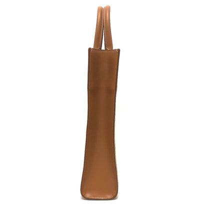 Celine Tote Bag 192082Bnz.02Nt Leather / Canvas Beige X Brown Small Bar Tikal Kaba Women