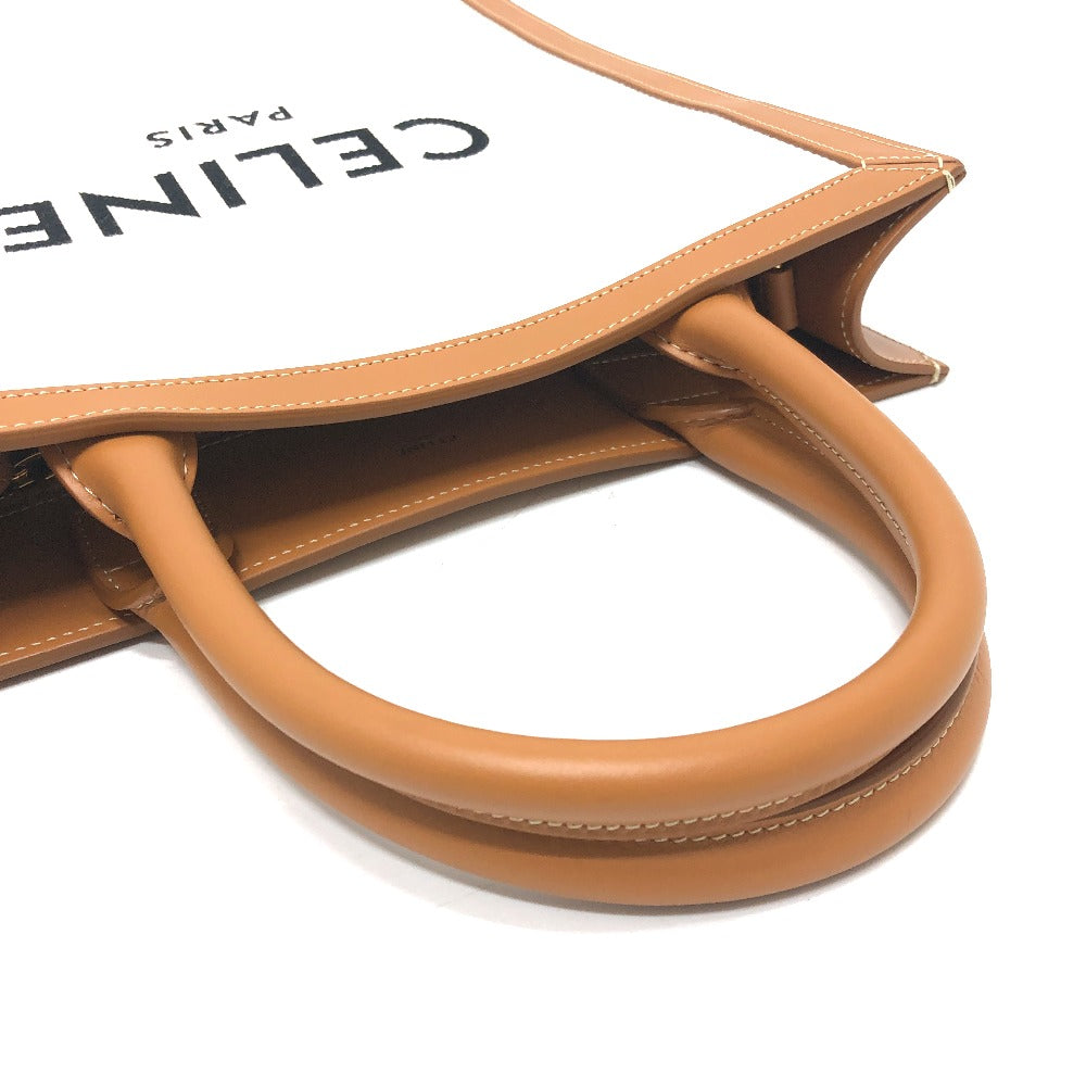 Celine Tote Bag 192082Bnz.02Nt Leather / Canvas Beige X Brown Small Bar Tikal Kaba Women