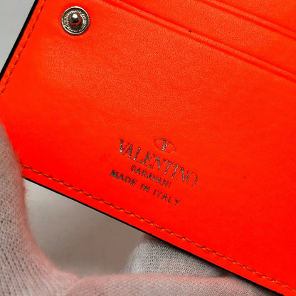 Valentino Folded Wallet Leather Orange Vltn Logo Women