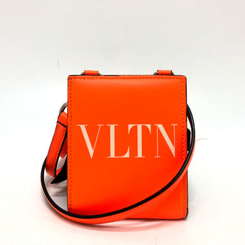 Valentino Folded Wallet Leather Orange Vltn Logo Women