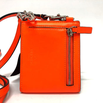 Valentino Folded Wallet Leather Orange Vltn Logo Women