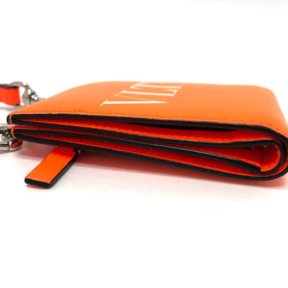 Valentino Folded Wallet Leather Orange Vltn Logo Women