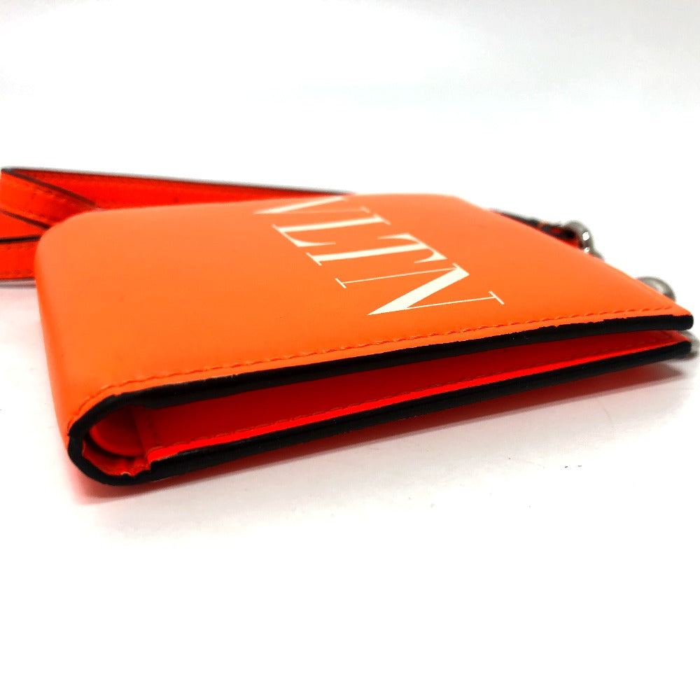 Valentino Folded Wallet Leather Orange Vltn Logo Women