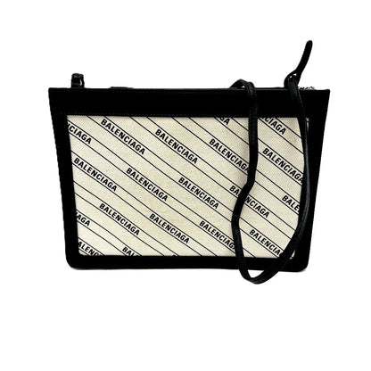 Balenciaga Shoulder Bag 528147 Leather / Canvas White X Black Overall Handle Women