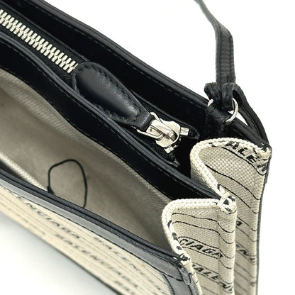 Balenciaga Shoulder Bag 528147 Leather / Canvas White X Black Overall Handle Women