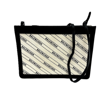 Balenciaga Shoulder Bag 528147 Leather / Canvas White X Black Overall Handle Women