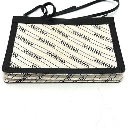 Balenciaga Shoulder Bag 528147 Leather / Canvas White X Black Overall Handle Women
