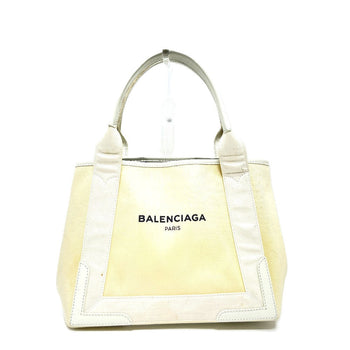 Balenciaga Tote Bag 339933 Canvas / Leather White Navy Kabas S